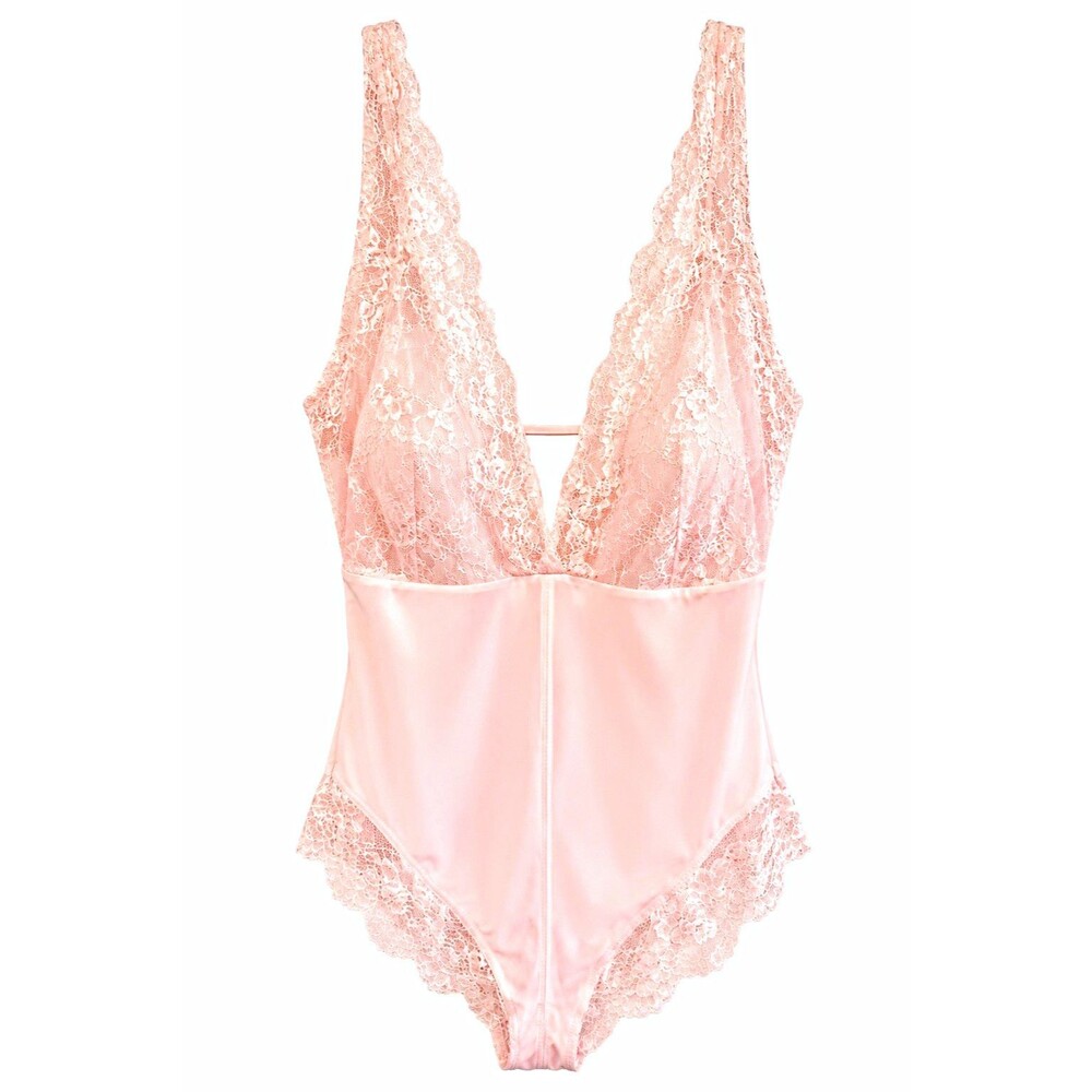 Adrienne Vittadini Pink Floral One-Piece Bodysuit Wireless Adjustable Straps L